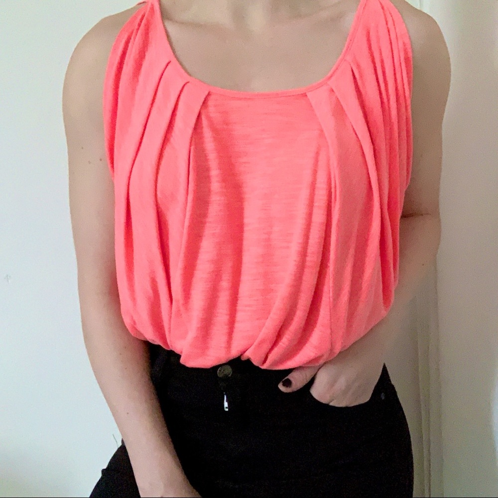 American Eagle neon pink top Y2K sleeveless scoop neck festival summer boho rave